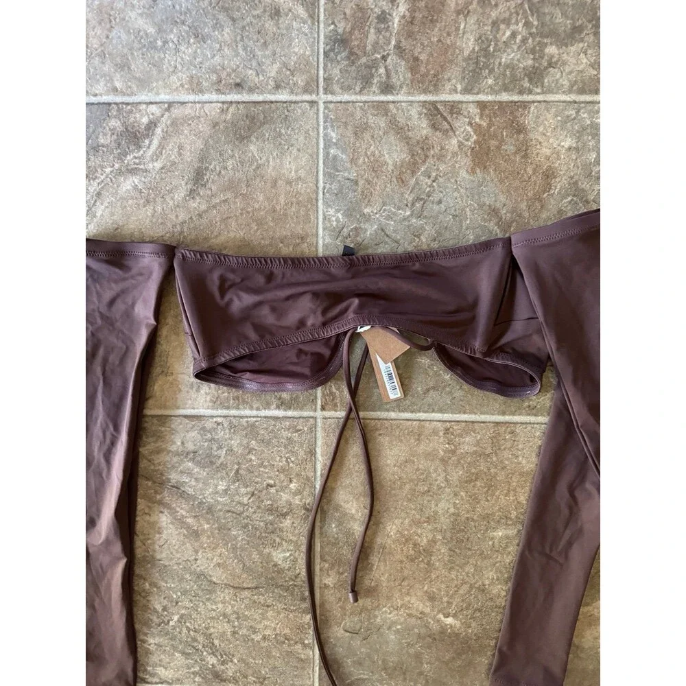 SKIMS Swim Long Sleeved Bikini Top Cocoa Size Small